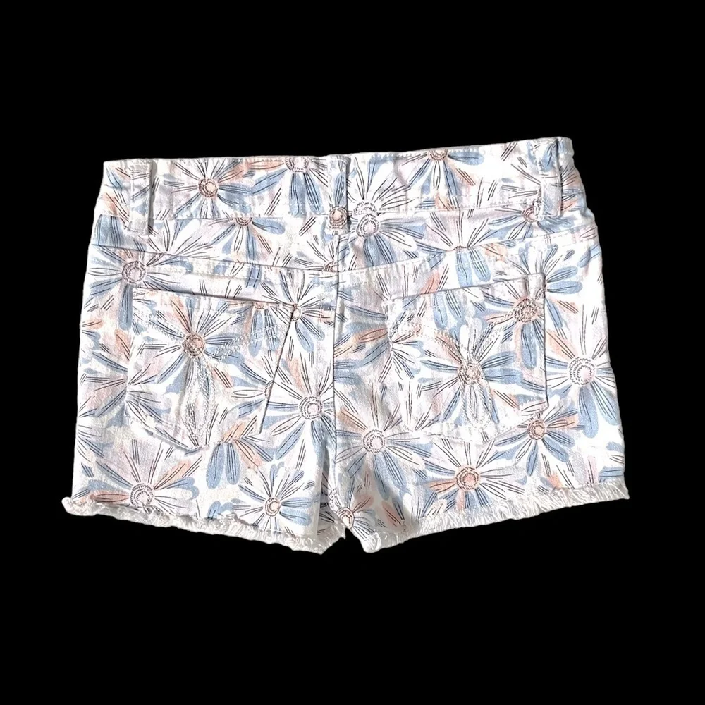 Calvin Klein Jeans Daisy Print Denim Shorts Size 3T White/Pink/Blue